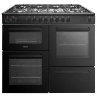 Refurbished electriQ EQRANGEDF100BLK 100cm Dual Fuel Range Cooker Black