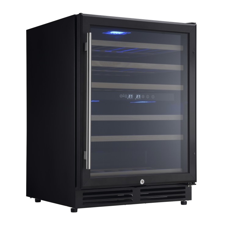 electriQ 60cm Wide 51 Bottle Dual Zone Wine Cooler - Black
