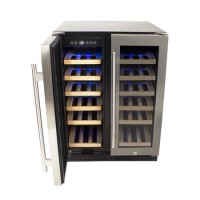 GRADE A2 - electriQ 36 Bottle Freestanding Under Counter Wine Cooler Dual Zone 60cm Wide 82cm Tall - Stainless Steel