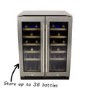 GRADE A3 - electriQ 60cm  36 Bottle Wine Cooler  Dual Temperature Dual Zone Double Door - Stainless Steel