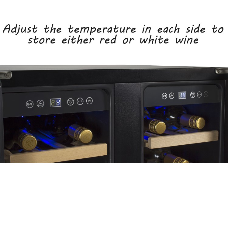 GRADE A3 - electriQ 60cm  36 Bottle Wine Cooler  Dual Temperature Dual Zone Double Door - Stainless Steel