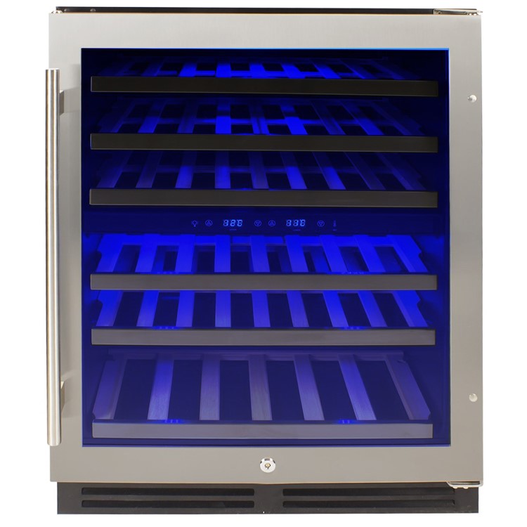 electriQ 51 Bottle Wine Full Range Dual Zone Wine Cooler - Stainless Steel