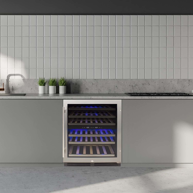 electriQ 51 Bottle Wine Full Range Dual Zone Wine Cooler - Stainless Steel