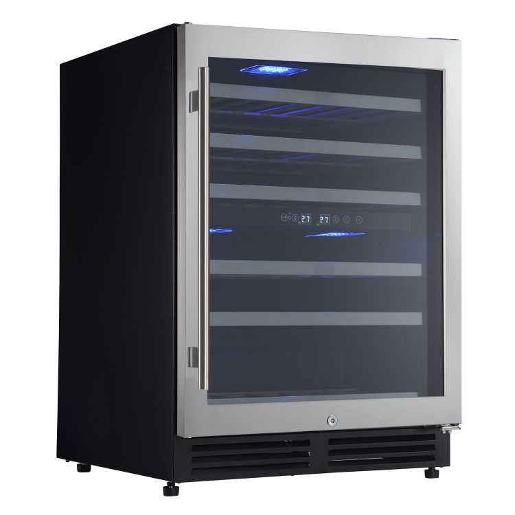 electriQ 51 Bottle Wine Full Range Dual Zone Wine Cooler - Stainless Steel