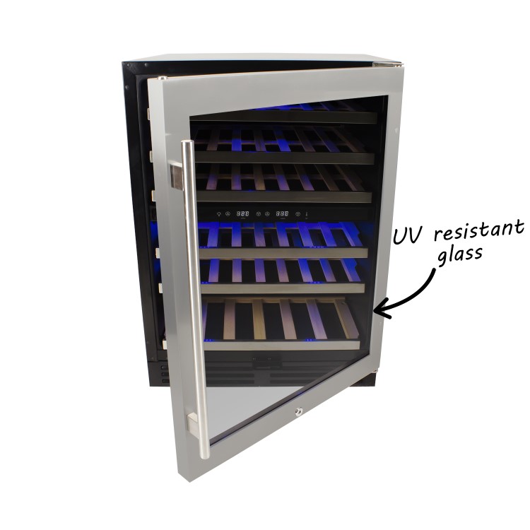 electriQ 51 Bottle Wine Full Range Dual Zone Wine Cooler - Stainless Steel