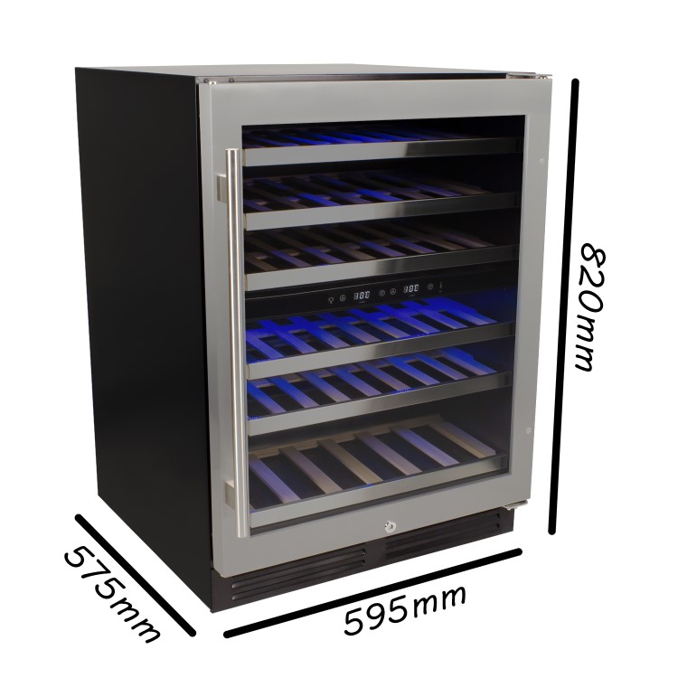 electriQ 51 Bottle Wine Full Range Dual Zone Wine Cooler - Stainless Steel