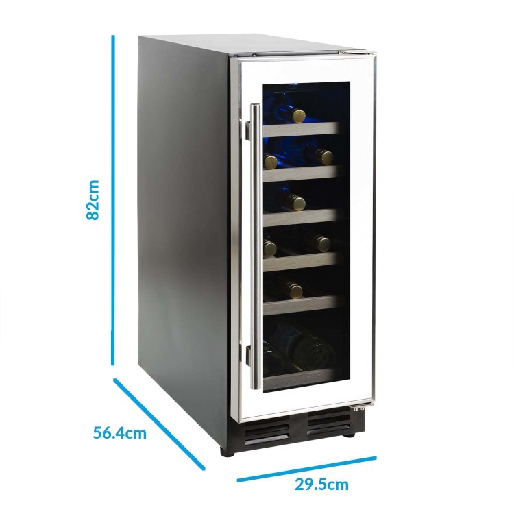GRADE A2 - electriQ 18 Bottle Freestanding Under Counter Wine Cooler Single Zone 30cm Wide 82cm Tall - White