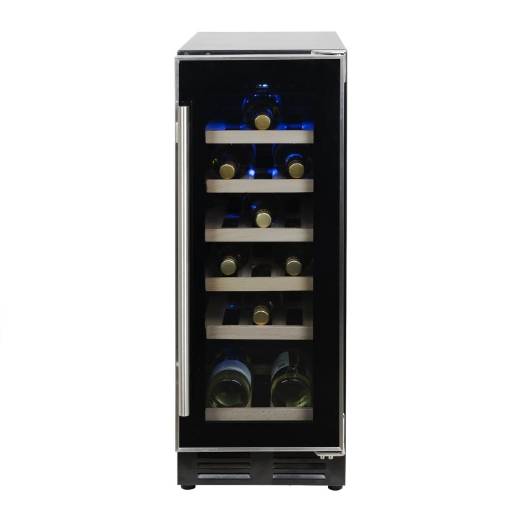 GRADE A3 - electriQ 18 Bottle Freestanding Under Counter Wine Cooler Full Single Zone 30cm Wide 82cm Tall - Black