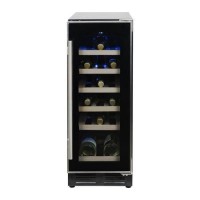 GRADE A3 - electriQ 18 Bottle Freestanding Under Counter Wine Cooler Full Single Zone 30cm Wide 82cm Tall - Black