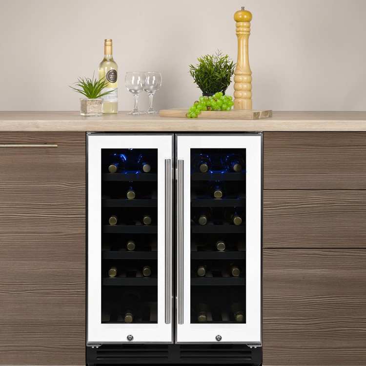 electriQ 36 Bottle Freestanding Under Counter Wine Cooler Full Dual Zone 60cm Wide 82cm Tall - White