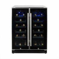 GRADE A2 - electriQ 36 Bottle Freestanding Under Counter Wine Cooler Dual Zone 60cm Wide 82cm Tall - Stainless Steel