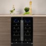 Refurbished electriQ 36 Bottle Freestanding Under Counter Wine Cooler Dual Zone 60cm Wide 82cm Tall - Stainless Steel