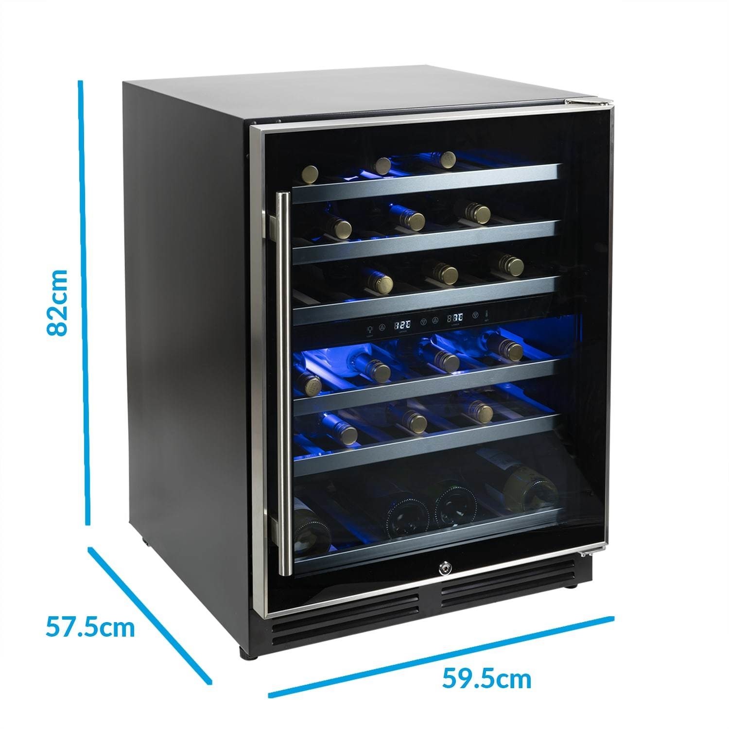 Electriq 51 Bottle Freestanding Under Counter Wine Cooler Full Dual Zone 60cm Wide 82cm Tall Stainless Steel Electriq