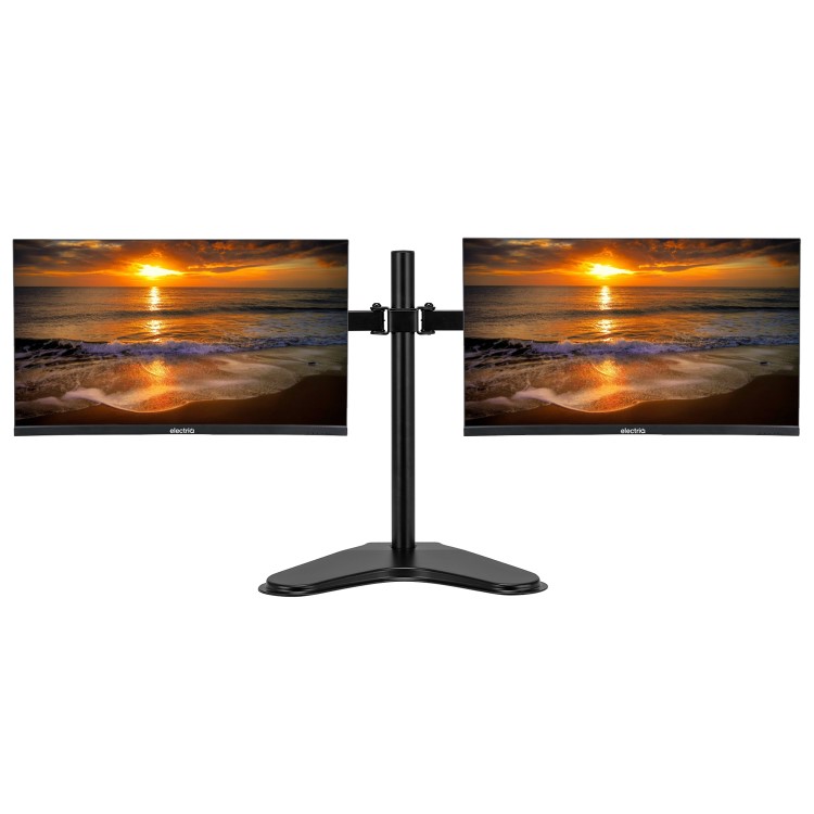 Box Opened electriQ Freestanding Dual monitor arm for 13" - 32" Monitors