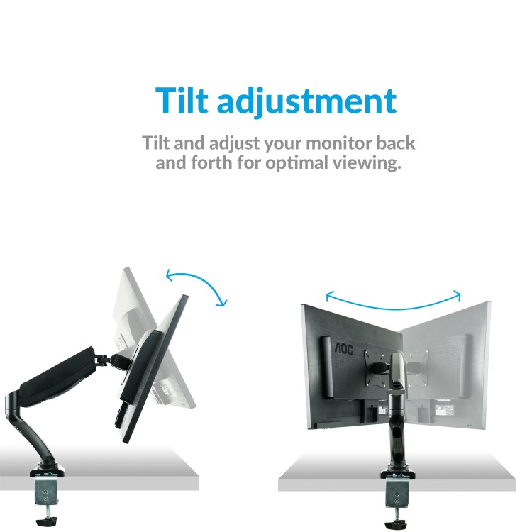 Ex Demo electriQ Single Monitor Arm with USB Ports for monitors upto 27 Inch