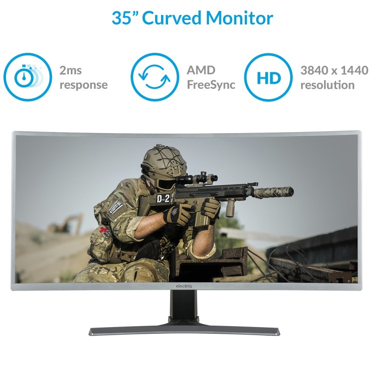 GRADE A2 - electriQ 35" WQHD 100Hz HDR FreeSync Curved UltraWide Gaming Monitor  