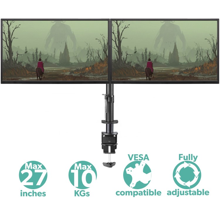 electriQ Dual Monitor Arms for monitors up to 27 inch