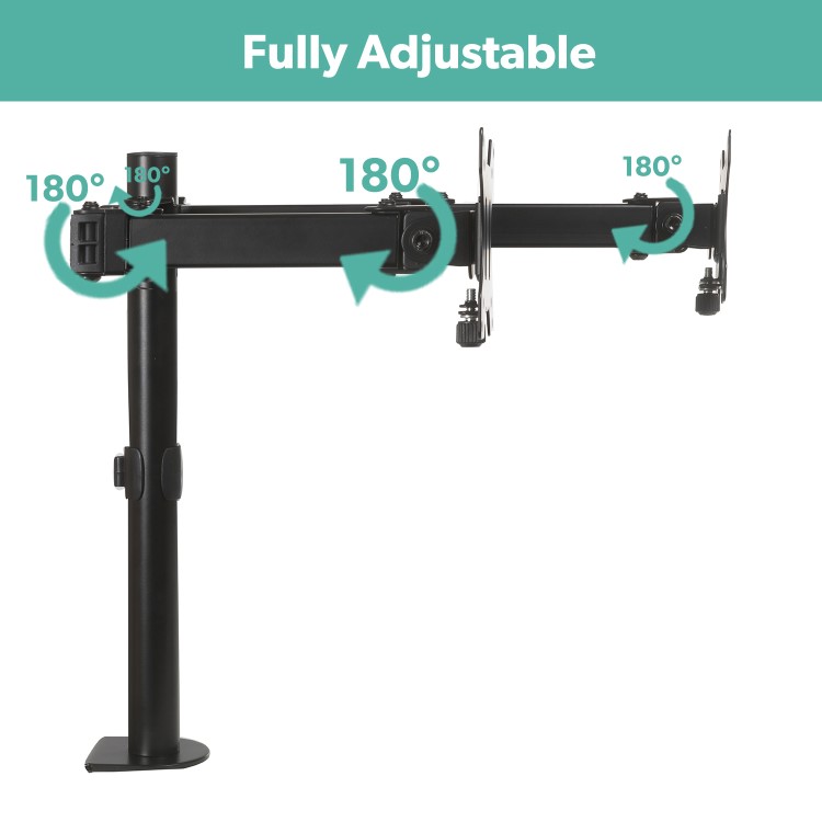 electriQ Dual Monitor Arms for monitors up to 27 inch