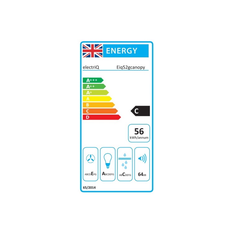Refurbished electriQ Eiq52gcanopy 52cm Canopy Cooker Hood with Gesture and Remote Control