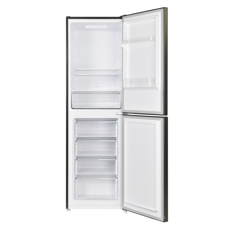 GRADE A2 - electriQ 253 Litre 50/50 Freestanding Fridge Freezer - Stainless steel