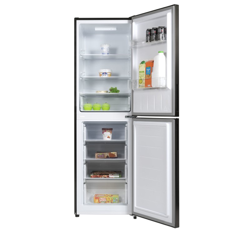 GRADE A2 - electriQ 253 Litre 50/50 Freestanding Fridge Freezer - Dark Inox