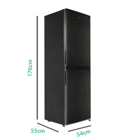 GRADE A2 - electriQ 253 Litre 50/50 Freestanding Fridge Freezer - Dark Inox