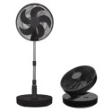 FRF12B electriQ 12-inch Rechargeable and Foldable Black DC Pedestal Fan - Quiet Operation for Versatile Indoor and Outdoor Comfort
