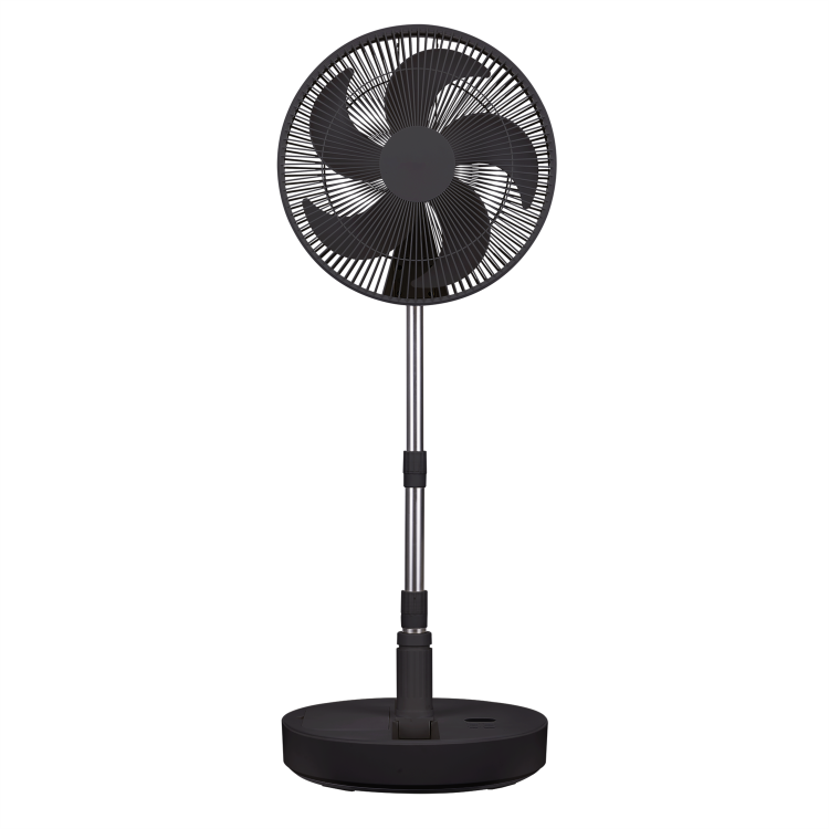 Refurbished electriQ 12-inch Rechargeable and Foldable Black Quiet DC Pedestal Fan