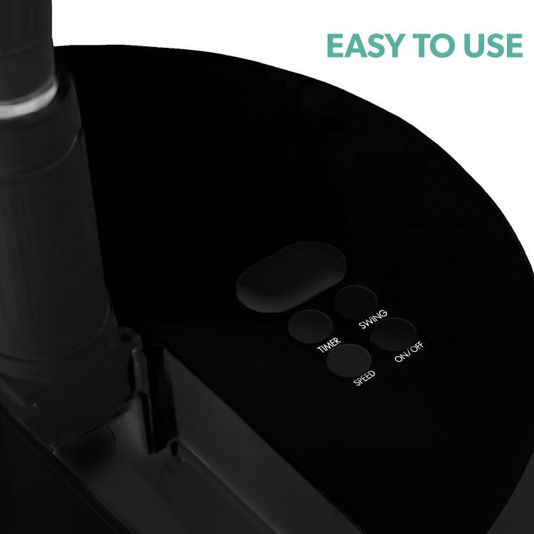 Refurbished electriQ 12-inch Rechargeable and Foldable Black Quiet DC Pedestal Fan