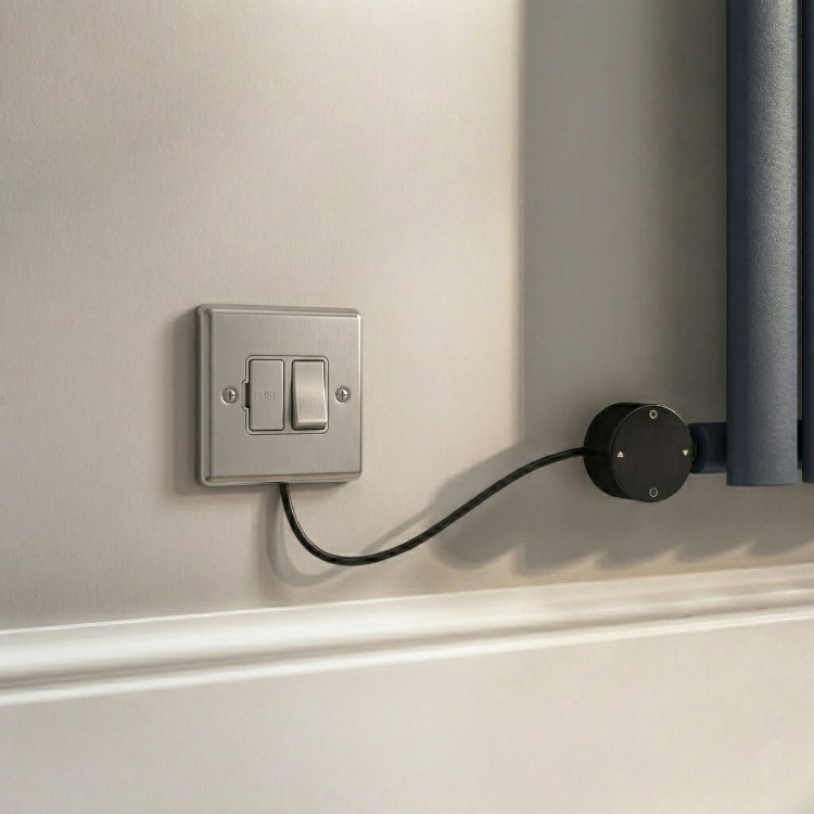 Midnight Black Electric Horizontal Column Radiator with Wi-Fi Thermostat - 1200W - H400xW830mm - Bathroom Safe