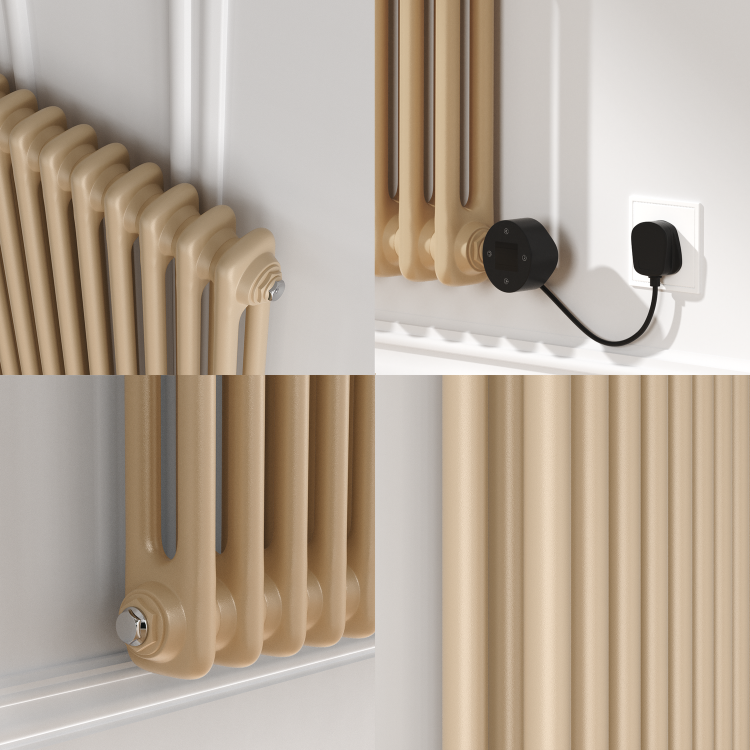 Elk Brown Horizontal Smart Electric Radiator with Wi-Fi Thermostat - 1200W - H400xW830mm - Bathroom Safe
