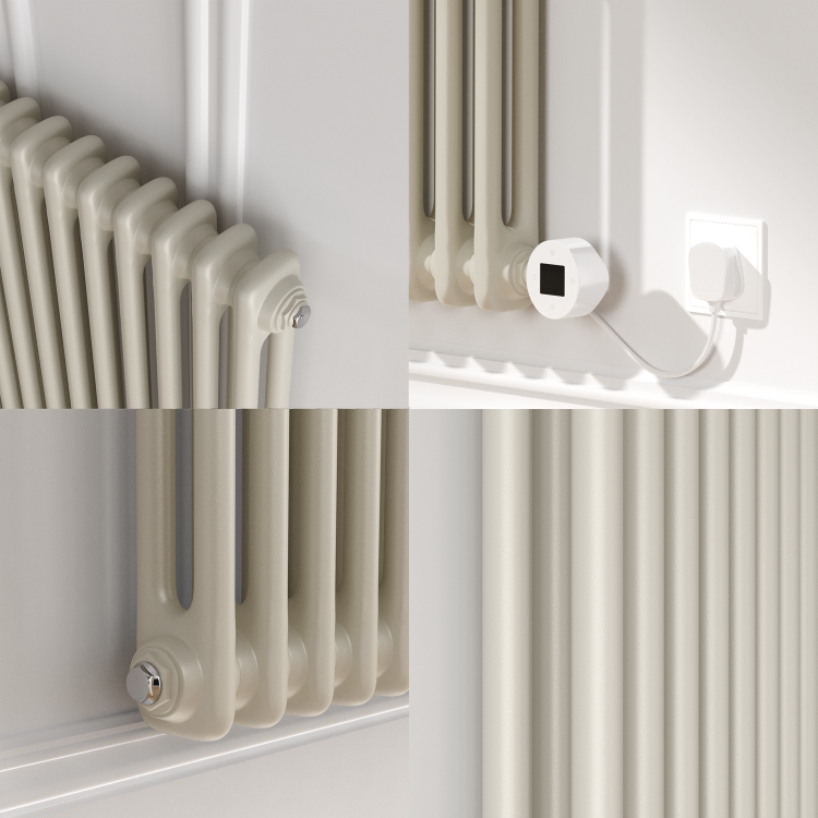 Linen Horizontal Smart Electric Radiator with Wi-Fi Thermostat - 1200W - H400xW830mm - Bathroom Safe