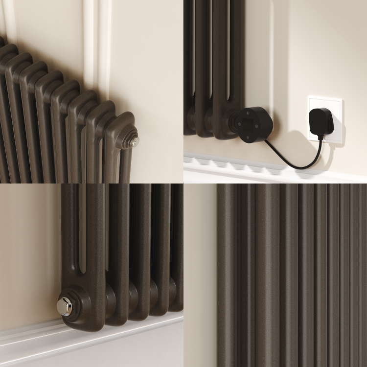 Russet Horizontal Smart Electric Radiator with Wi-Fi Thermostat - 1200W - H400xW830mm - Bathroom Safe
