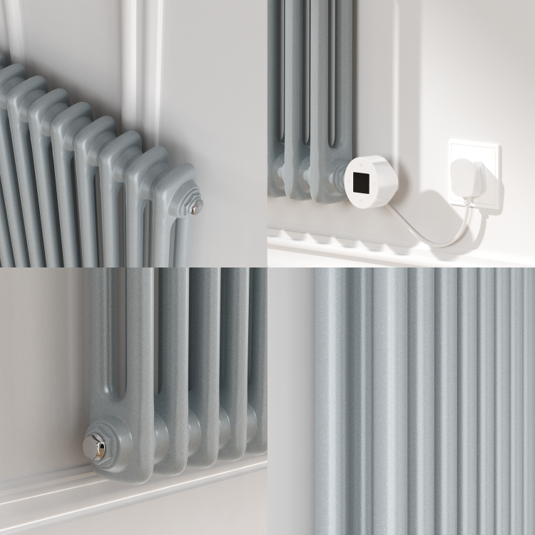 Salt & Pepper Horizontal Smart Electric Radiator with Wi-Fi Thermostat - 1200W - H400xW830mm - Bathroom Safe