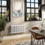 White Electric Horizontal Column Radiator 1.2kW with Wifi Thermostat - H400xW830mm - IPX4 Bathroom Safe