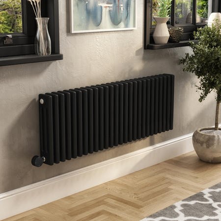 Long Electric Radiators Midnight Black Horizontal Column Smart Electric Radiator with Wi-Fi ...