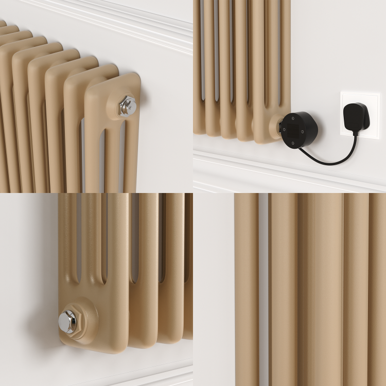Elk Brown Horizontal Smart Electric Radiator with Wi-Fi Thermostat - 1200W - H400xW1190mm - Bathroom Safe