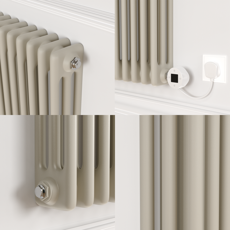 Linen Horizontal Smart Electric Radiator with Wi-Fi Thermostat - 1200W - H400xW1190mm - Bathroom Safe