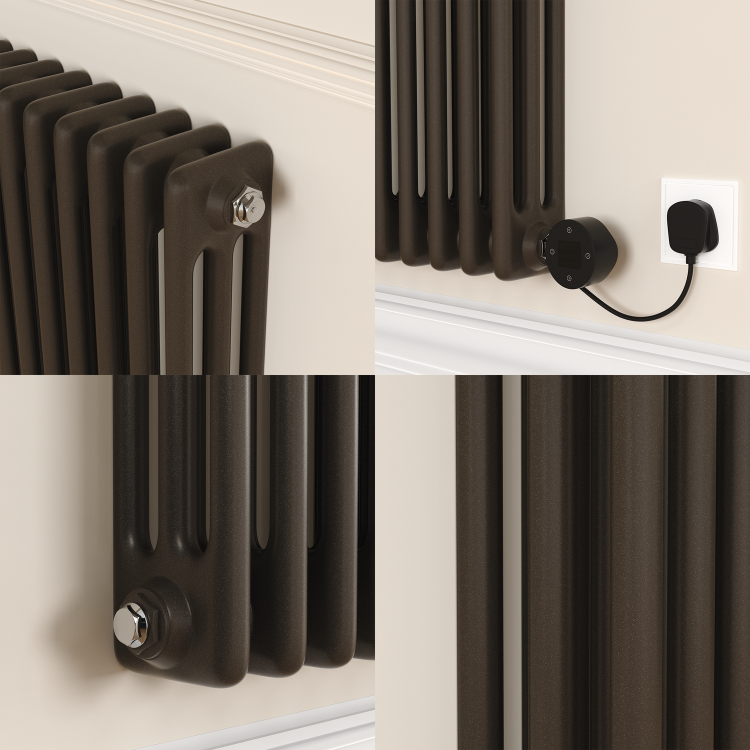 Russet Horizontal Smart Electric Radiator with Wi-Fi Thermostat - 1200W - H400xW1190mm - Bathroom Safe