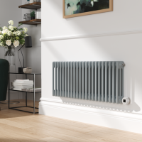 Salt & Pepper Horizontal Smart Electric Radiator with Wi-Fi Thermostat - 1200W - H400xW1190mm - Bathroom Safe