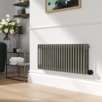 Smoked Stone Horizontal Smart Electric Radiator with Wi-Fi Thermostat - 1200W - H400xW1190mm - Bathroom Safe
