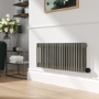 Smoked Stone Horizontal Smart Electric Radiator with Wi-Fi Thermostat - 1200W - H400xW1190mm - Bathroom Safe