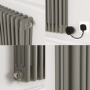 Smoked Stone Horizontal Smart Electric Radiator with Wi-Fi Thermostat - 1200W - H400xW1190mm - Bathroom Safe