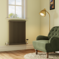 Reggio Anthracite Horizontal Double Column Radiator 800x605mm 2680 BTU - Cast Iron Style