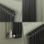 Reggio Anthracite Horizontal Double Column Radiator 800x605mm 2680 BTU - Cast Iron Style