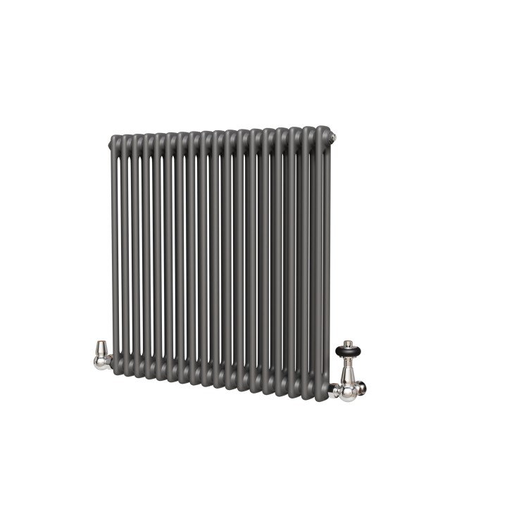 Reggio Anthracite Horizontal Double Column Radiator 800x830mm 3713 BTU - Cast Iron Style