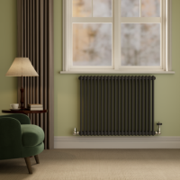 Reggio Midnight Black Horizontal Double Column Radiator 800x1010mm 4535 BTU - Cast Iron Style