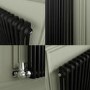 Reggio Midnight Black Horizontal Double Column Radiator 800x1010mm 4535 BTU - Cast Iron Style