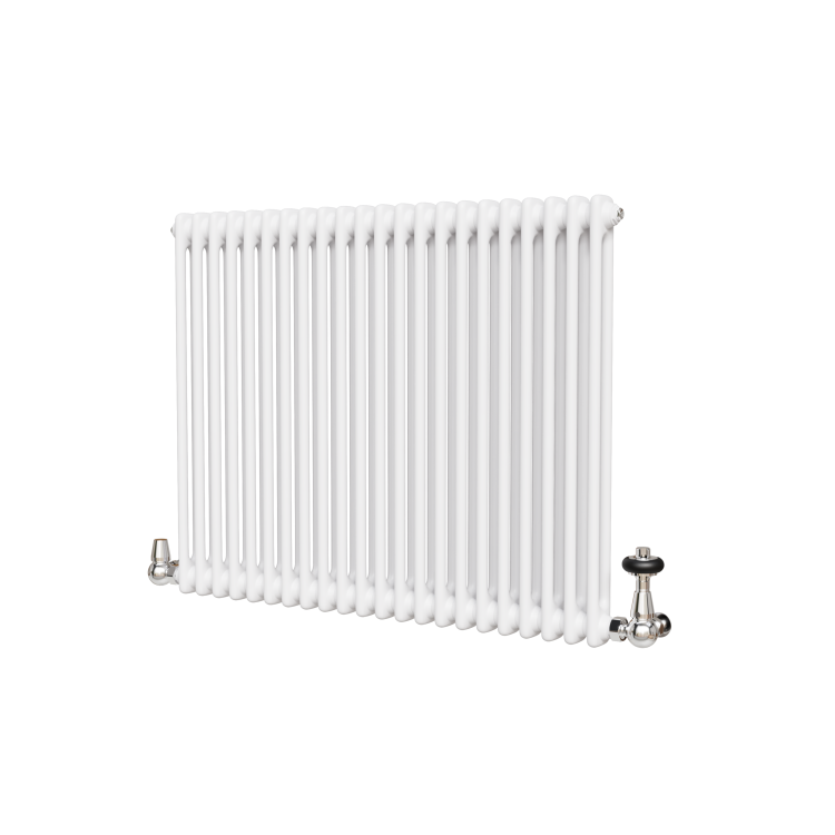 Reggio White Horizontal Double Column Radiator 800x1010mm 4535 BTU - Cast Iron Style