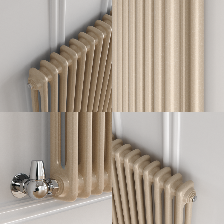 Reggio Cleopatra Horizontal Double Column Traditional Radiator 600x1190mm 4091 BTU - Cast Iron Style